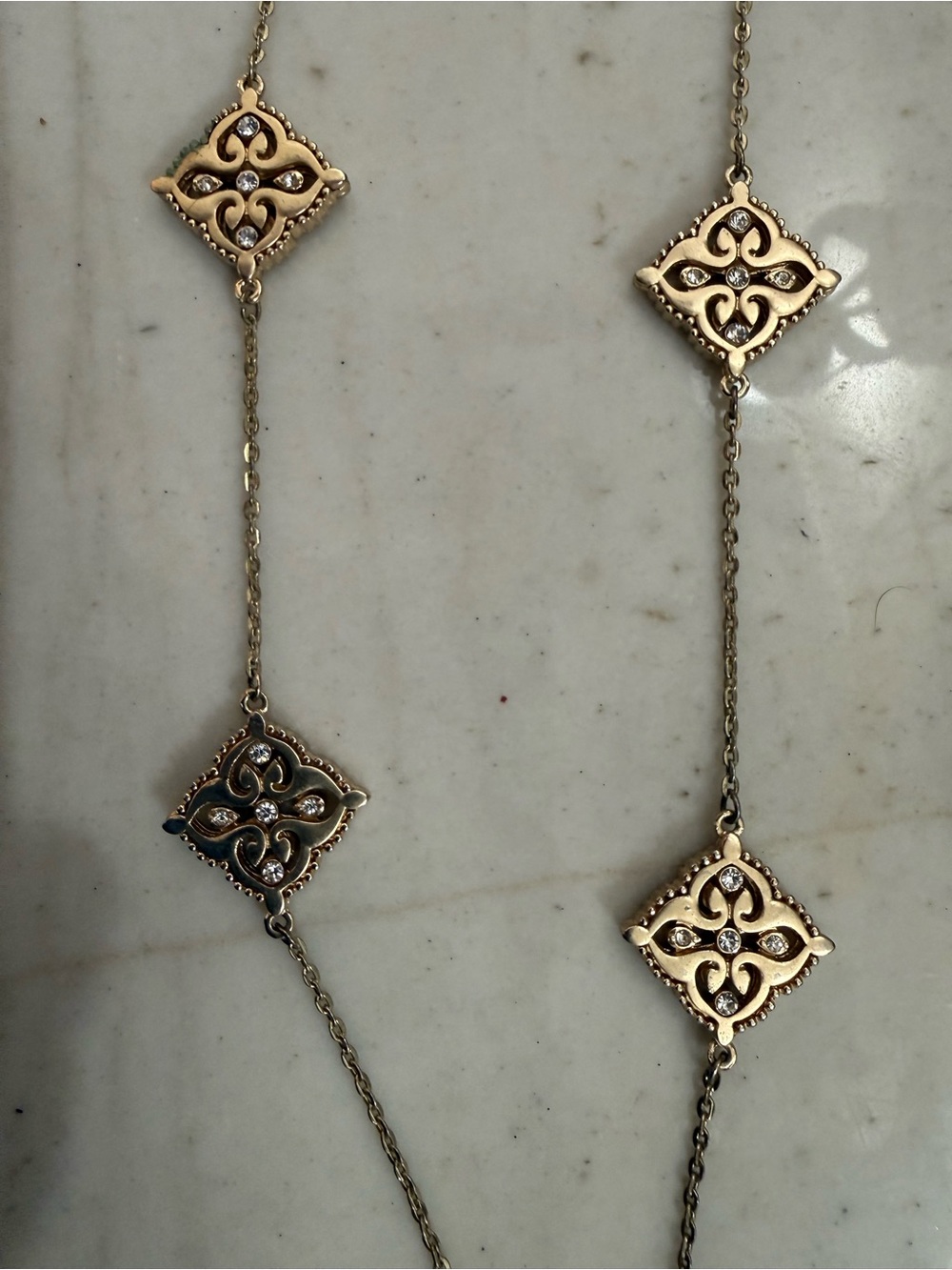 LOFT Gold-Tone Filigree Station Necklace with Crystal Details